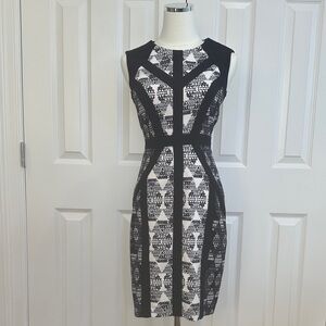 BCBGMaxAzria Holly Bodycon  Geometric Sleeveles Mini Dress Size 0